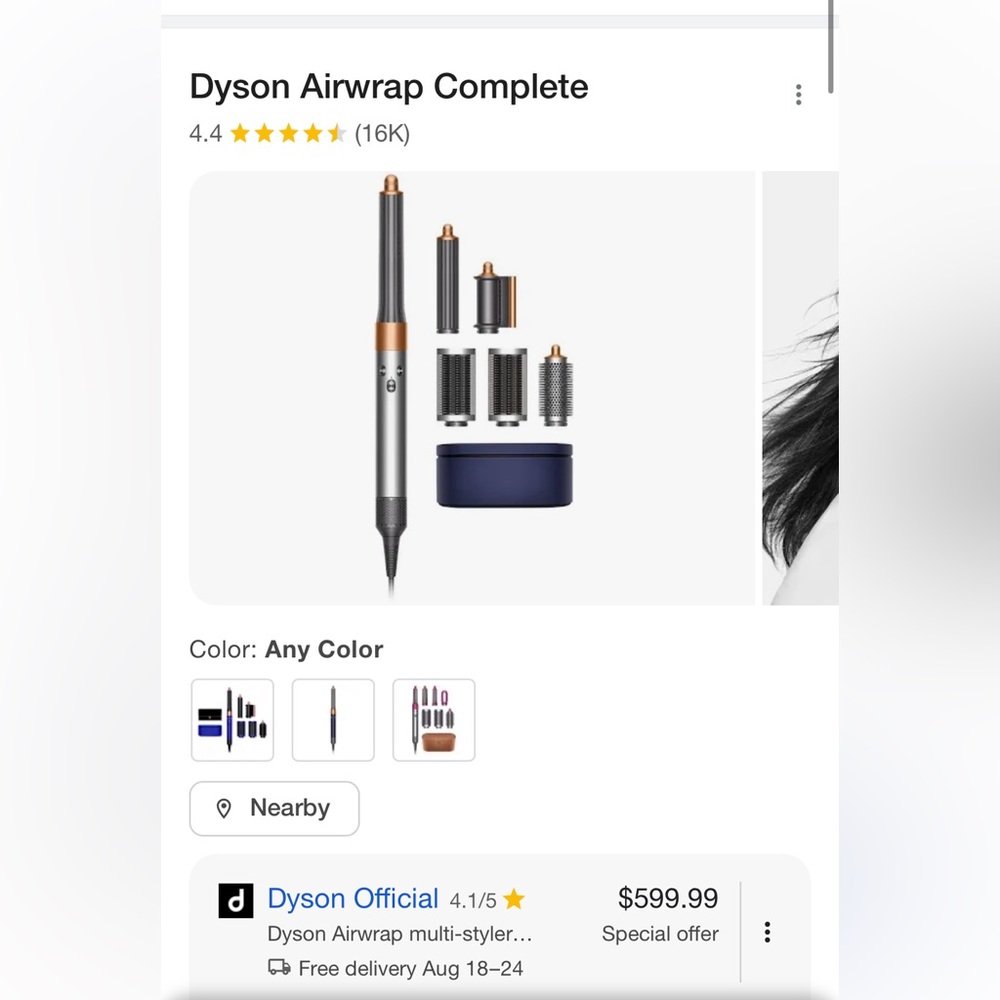 dyson airwrap, used once!!! comes with everything.